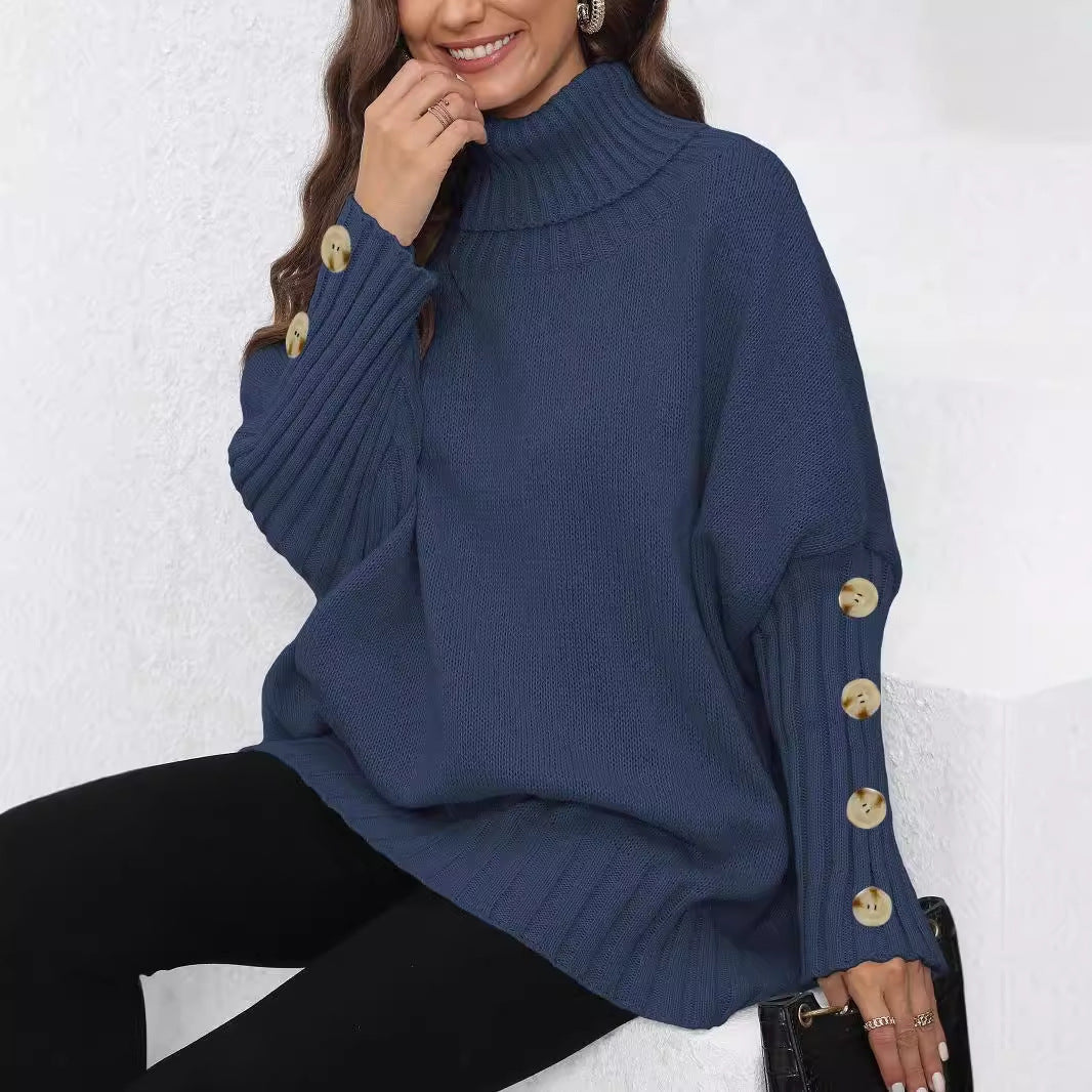 Women's Turtleneck Lapel Knit Pullover