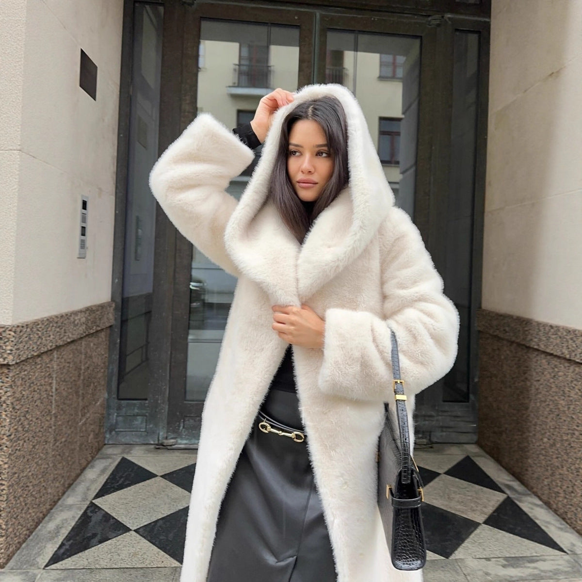 Hooded Maxi Coat for Women