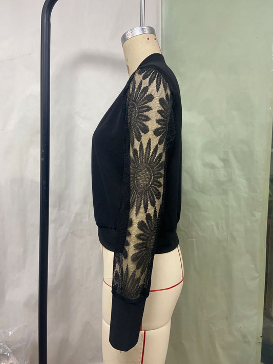 Women's Black Casual Long Sleeve Jacket