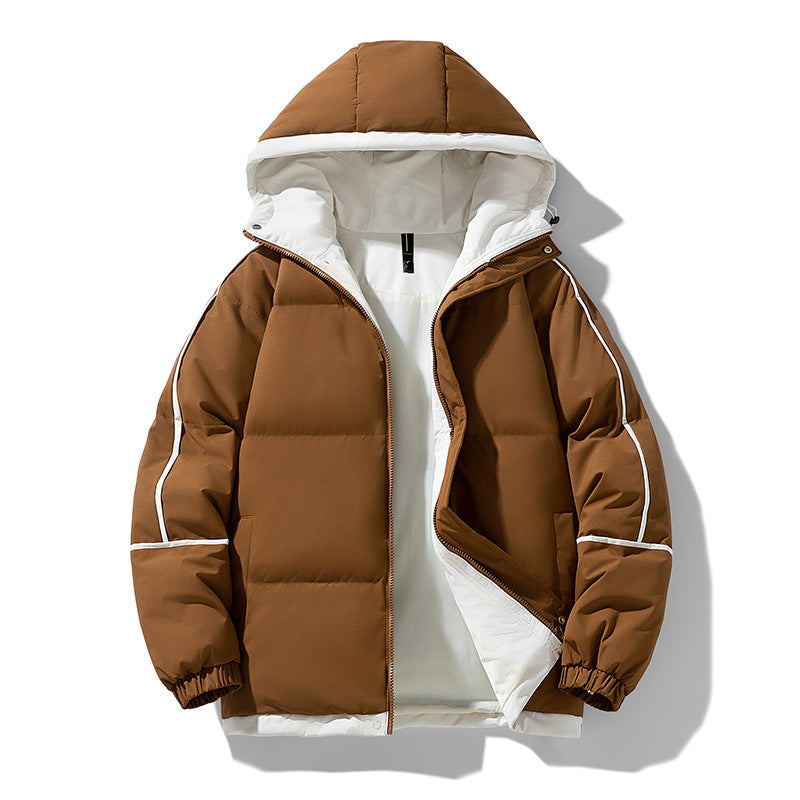Oversized Drop-Shoulder Men's Puffer Jacket | Hooded Casual Cotton-Padded Coat