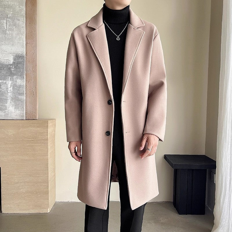 Luxury Style Woolen Coat | Trendy Mid-Length Loose Fit Overcoat