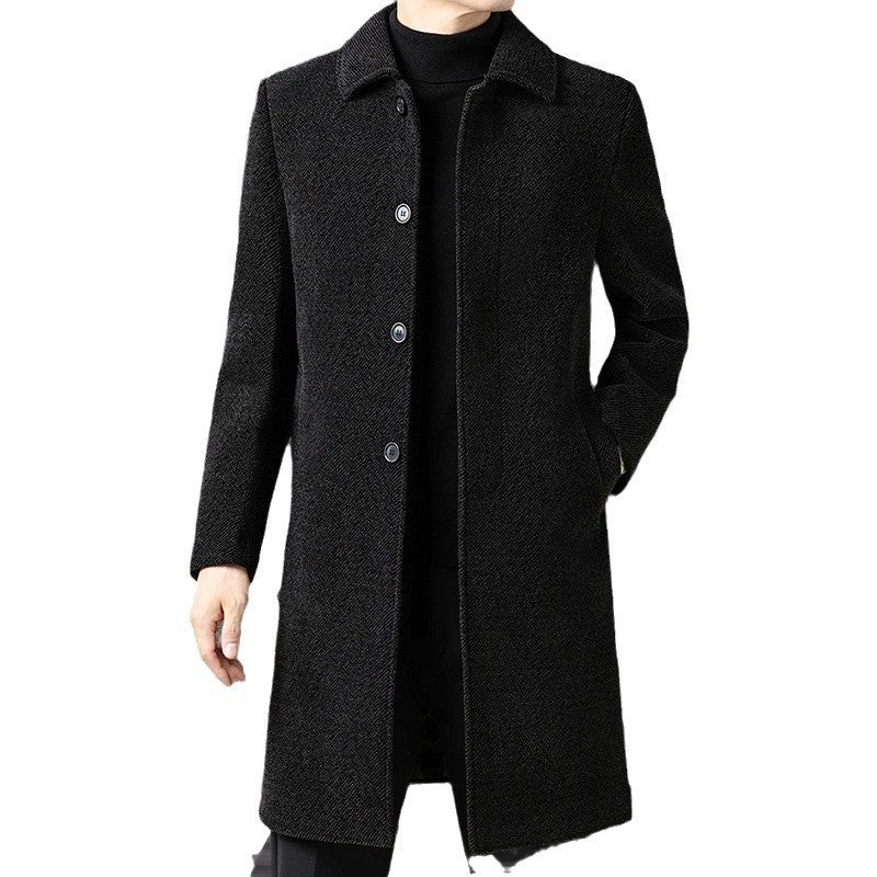 Deluxe Men's Wool Coat | Warm Velvet Lined Lapel Winter Overcoat