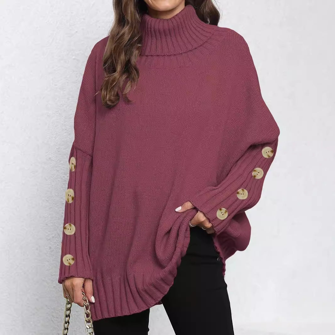 Women's Turtleneck Lapel Knit Pullover