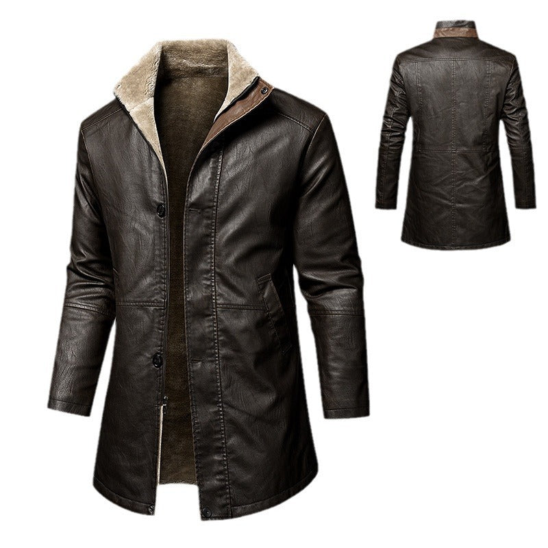 Men's Large Size PU Leather Coat | Extended Fit Casual Outerwear