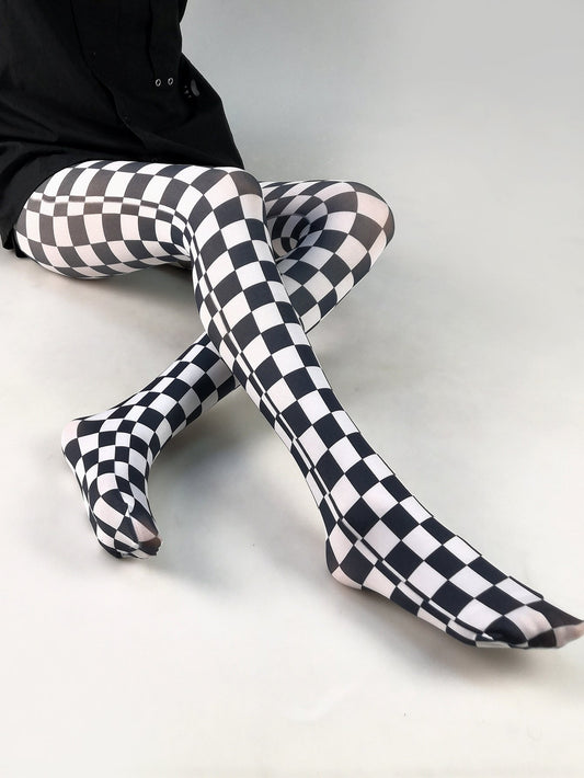 Women's Japanese Color Rose Printed Pantyhose