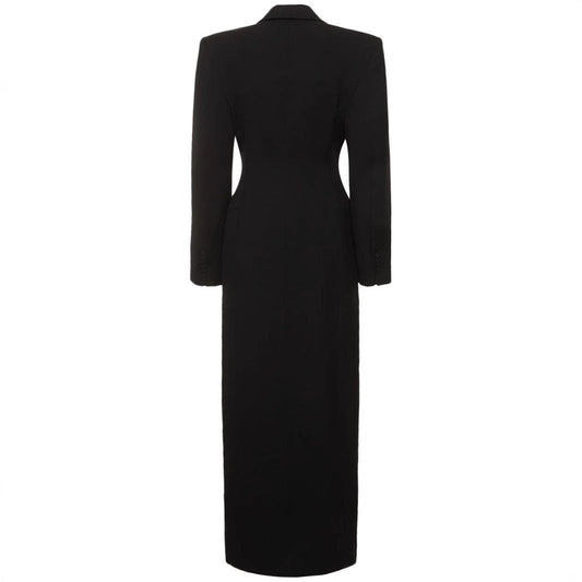 Women's Fashion Satin Inlaid Collar Black Trench