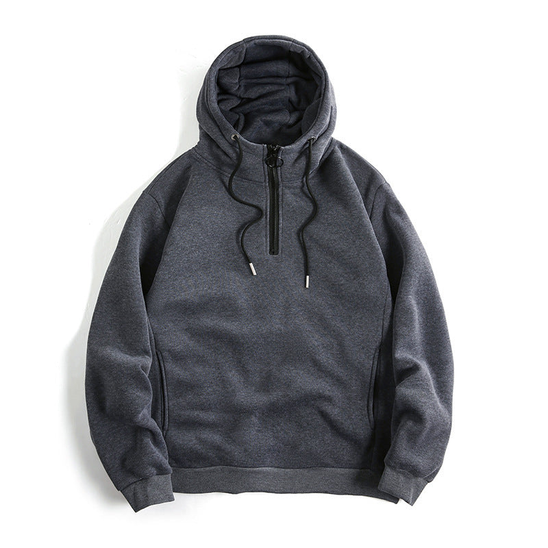 Basic Men's Loose Casual Pullover | Solid Color Soft Hoodie