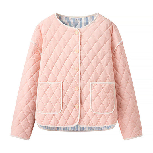 Casual Loose Diamond Pattern Padded Coat