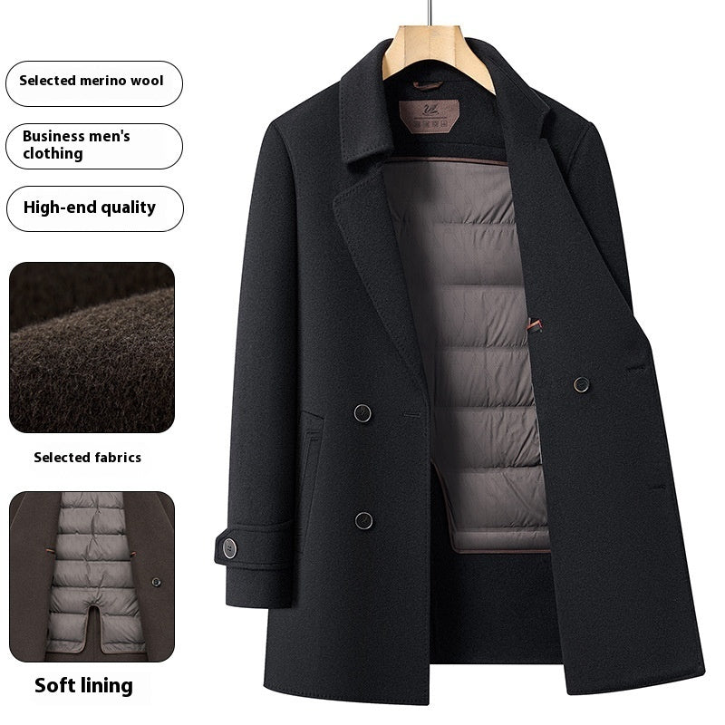 Premium Men's Wool Blend Topcoat | Mid-Length Double-Sided Suit Collar