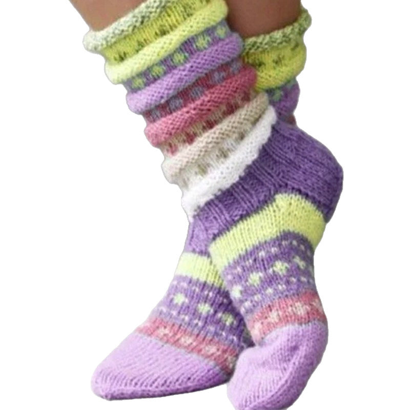 Fashion Warm Wool Blend Color Match Socks
