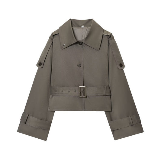 Women's Stand Collar Lapel Trench Coat