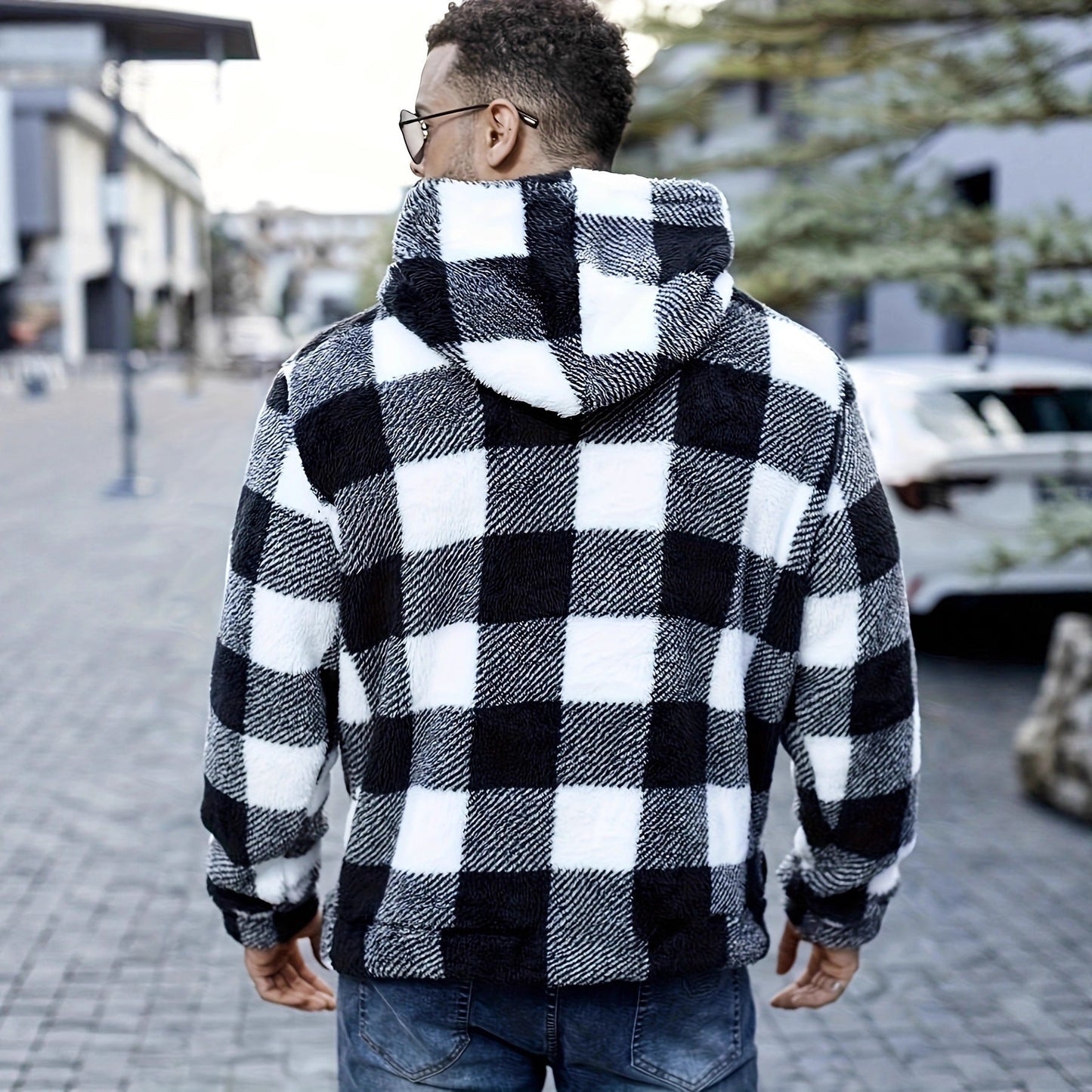 Men's European & American Plaid Faux Fur Coat | Autumn/Winter Fashion Jacket