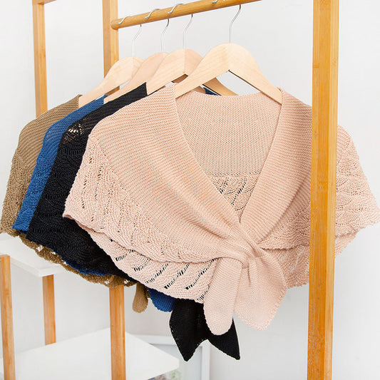 Elegant Wool Blend Hollow Out Scarf & Wrap