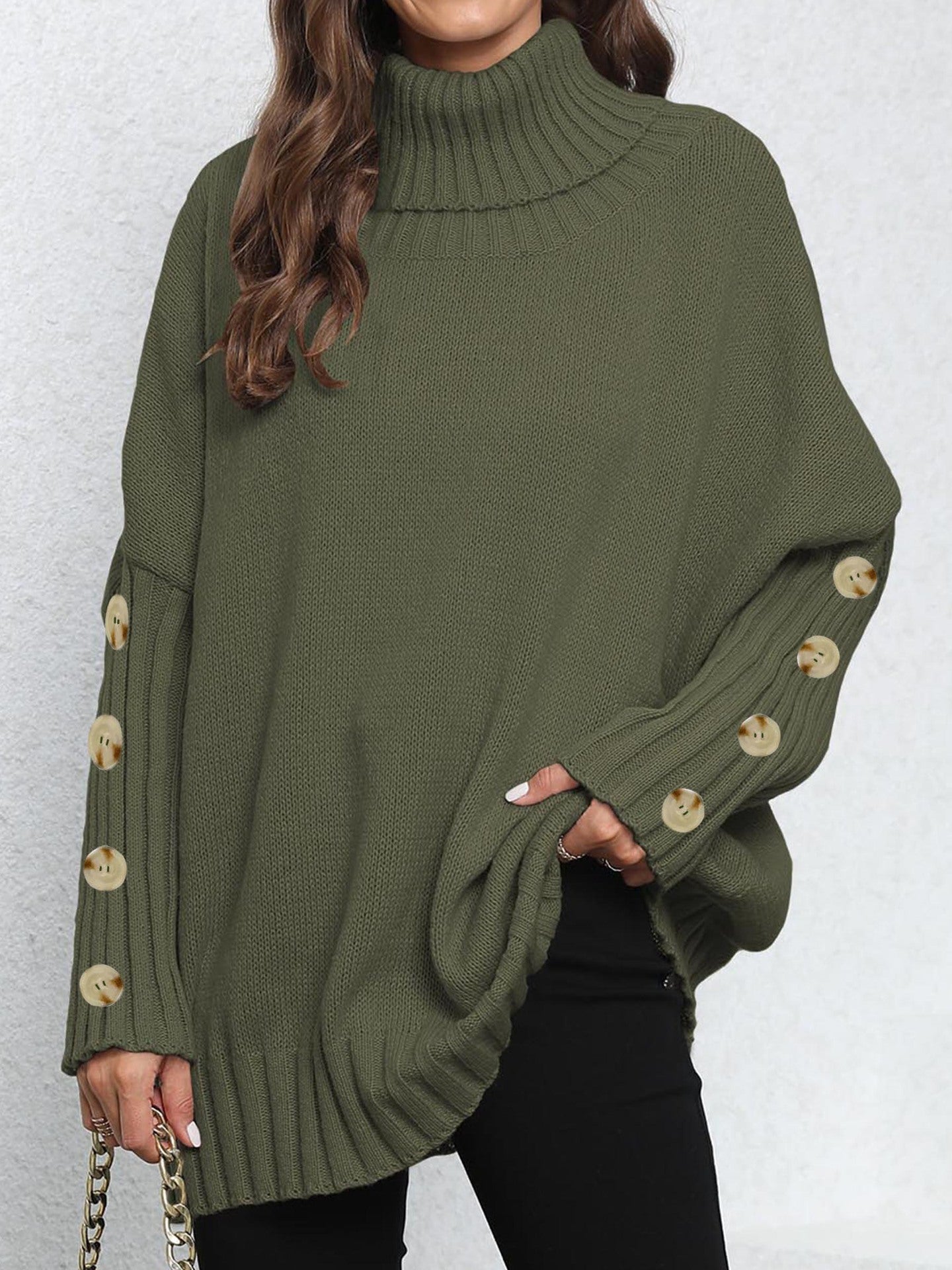 Women's Turtleneck Lapel Knit Pullover