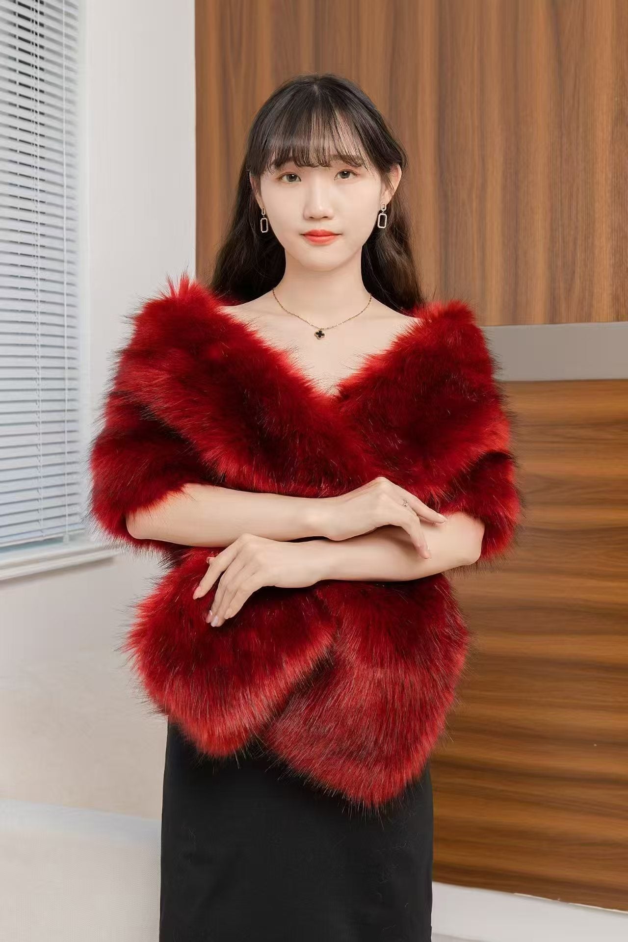 Women's Big Fur Collar Scarf Shawl Wrap