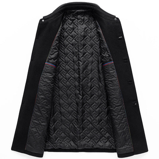 Men's New Mid-Length Woolen Coat | Lapel Collar Casual Winter Jacket