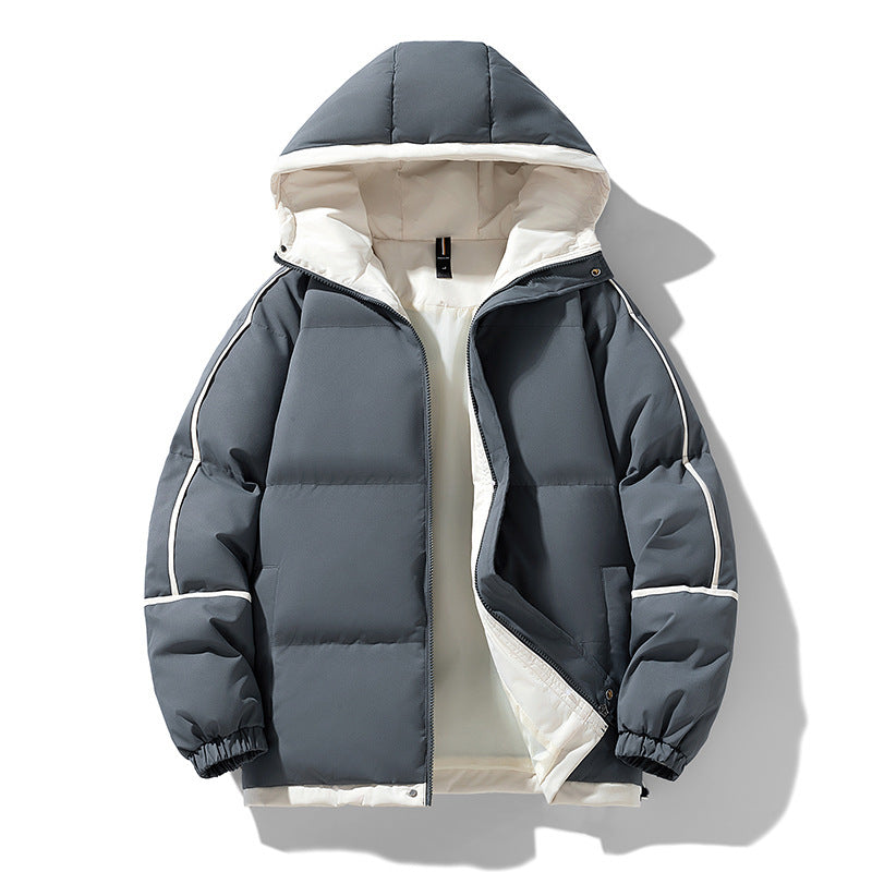 Oversized Drop-Shoulder Men's Puffer Jacket | Hooded Casual Cotton-Padded Coat