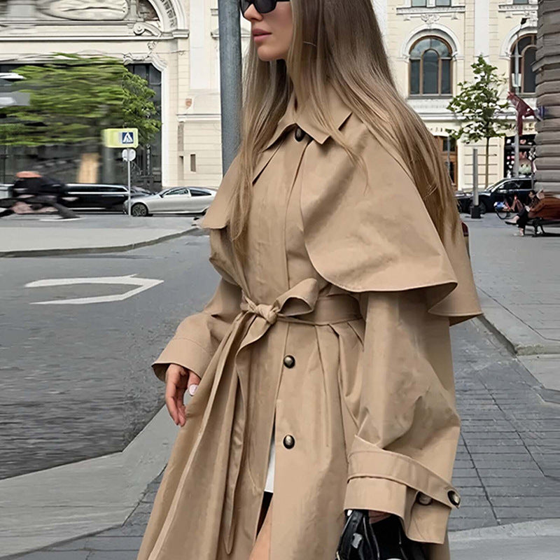 Women's Loose Mid-Length Lapel Trench Coat