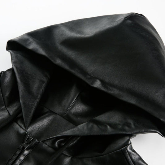 Men's Simple Retro Hooded Leather Coat | Casual American Style Jacket
