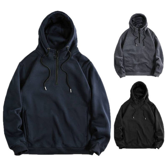 Basic Men's Loose Casual Pullover | Solid Color Soft Hoodie