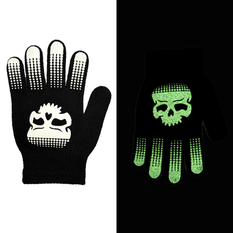 Halloween Skull Luminous Riding & Non-Slip Gloves
