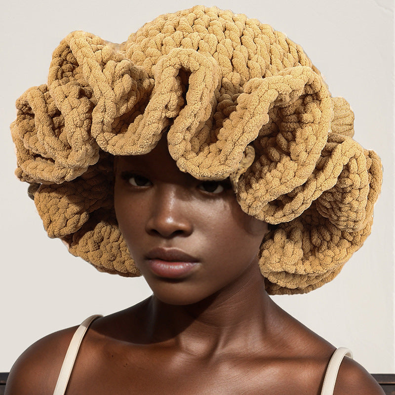 Women's Knitted Pleated Ruffled Fashion Wool Hat