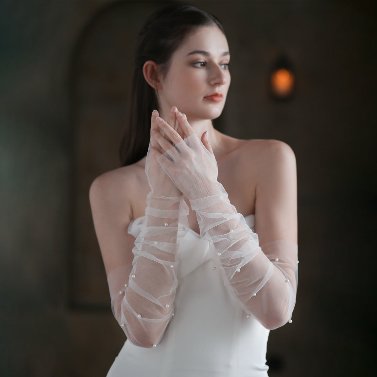 Elegant Long White Wedding Gloves for Brides