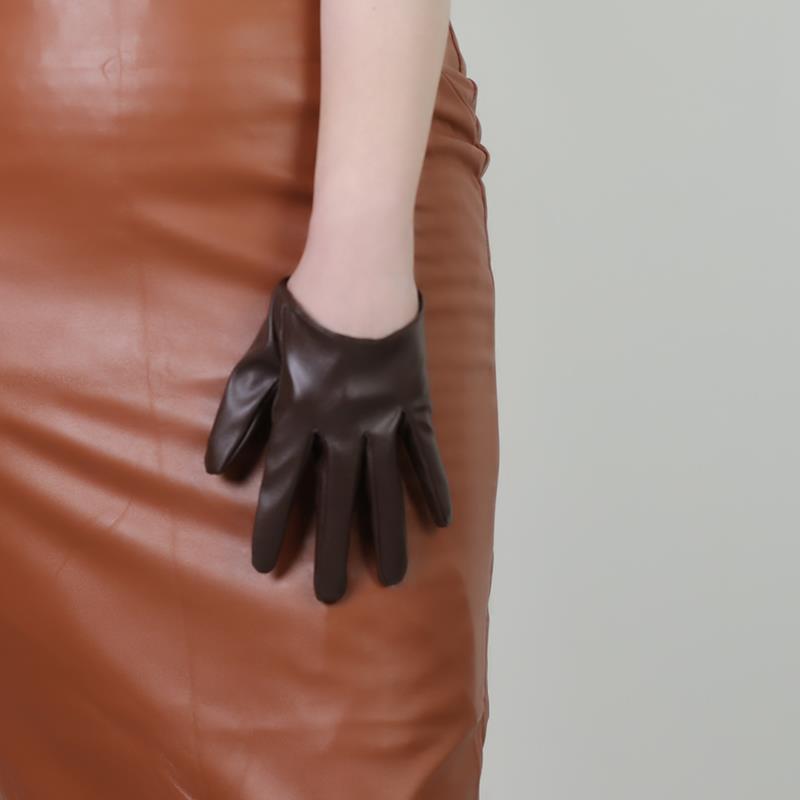 Elegant Matte Finish Long Faux Leather Gloves