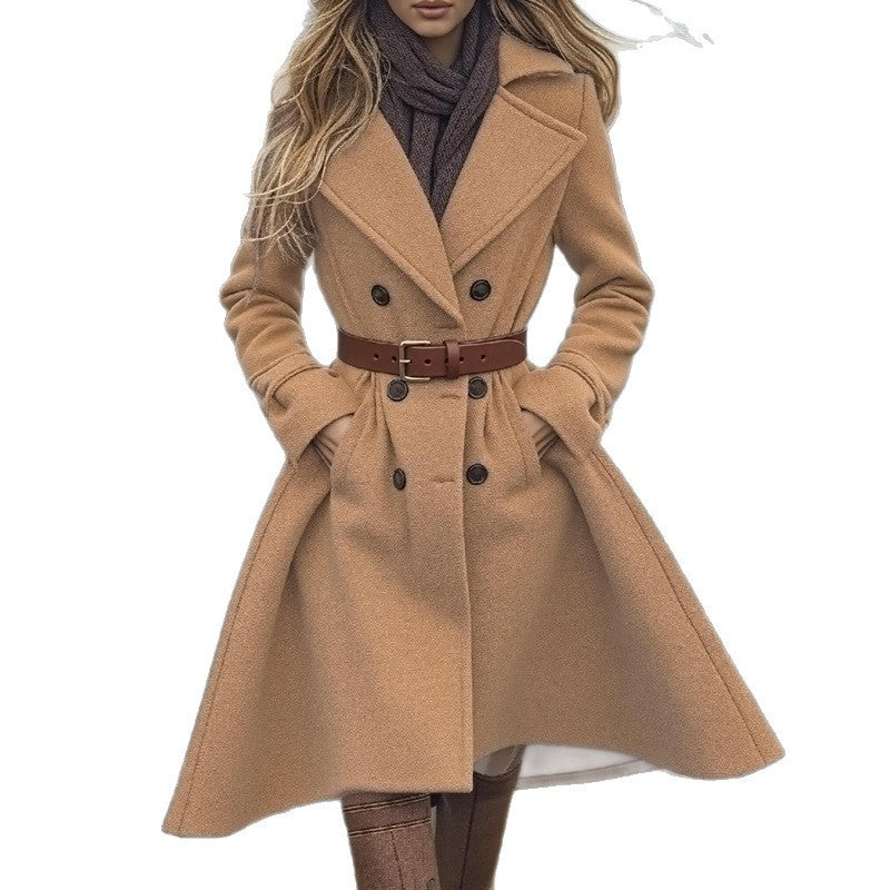 Women's Thickened Slim Fit Solid Color Coat