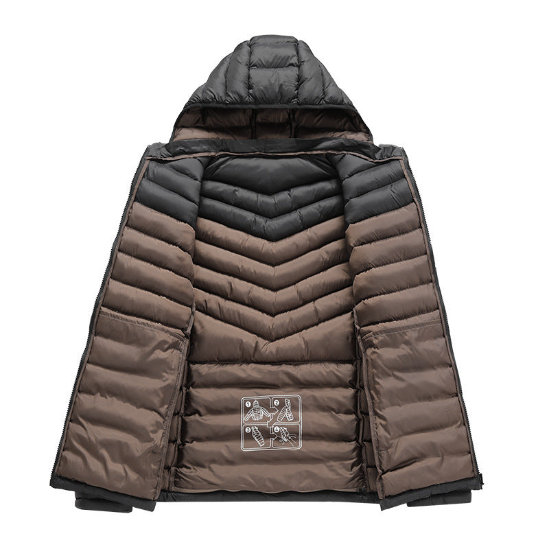Men's Lightweight Down-Padded Jacket | Packable Storage Rib Cuff Winter Coat