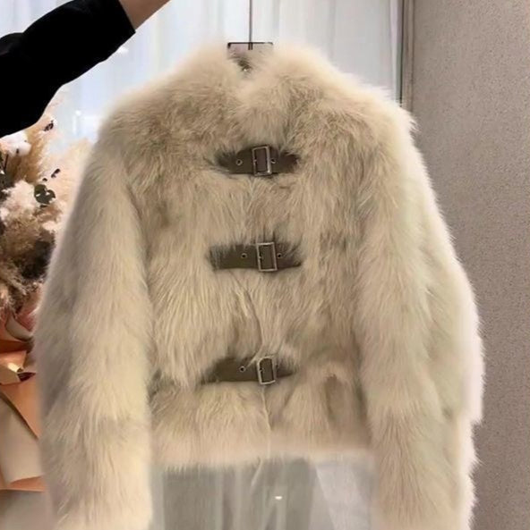 Stand Collar Women's Short Fur Jacket