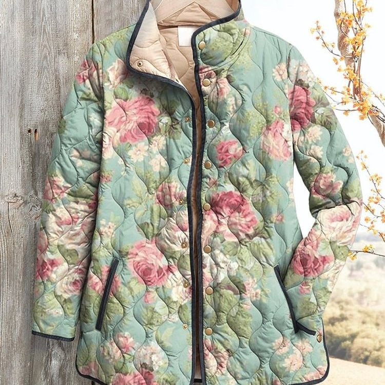 Fashion Cotton-Padded Floral Print Coat