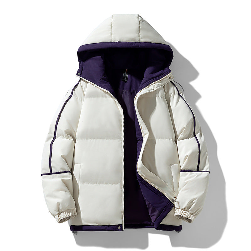 Oversized Drop-Shoulder Men's Puffer Jacket | Hooded Casual Cotton-Padded Coat