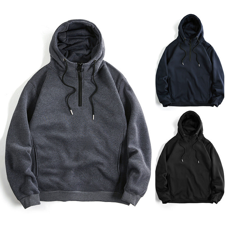 Basic Men's Loose Casual Pullover | Solid Color Soft Hoodie