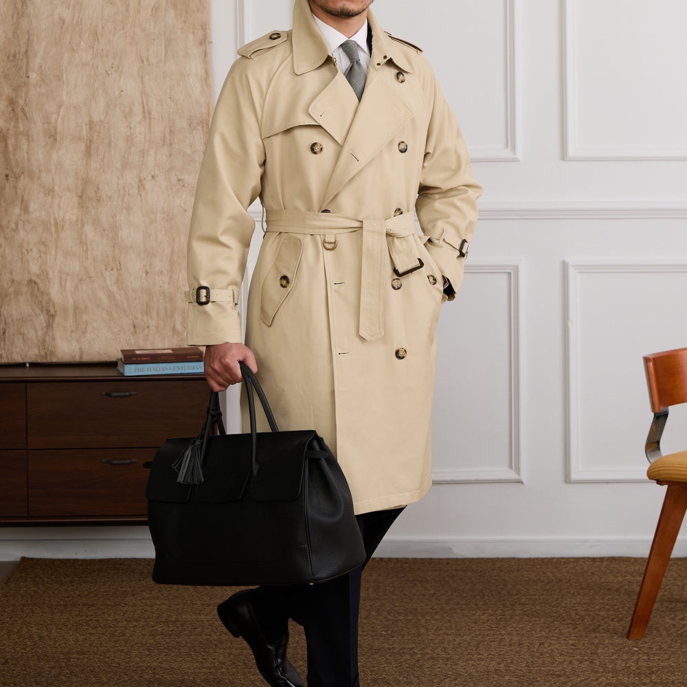 Classic Double-Breasted Lapel Trench Coat | All-Weather Overcoat