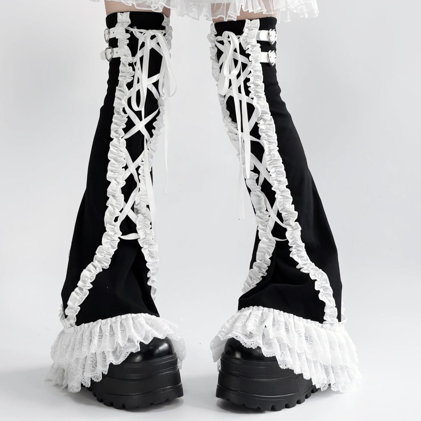 Versatile Lace Trim Over-the-Calf Slimming Socks