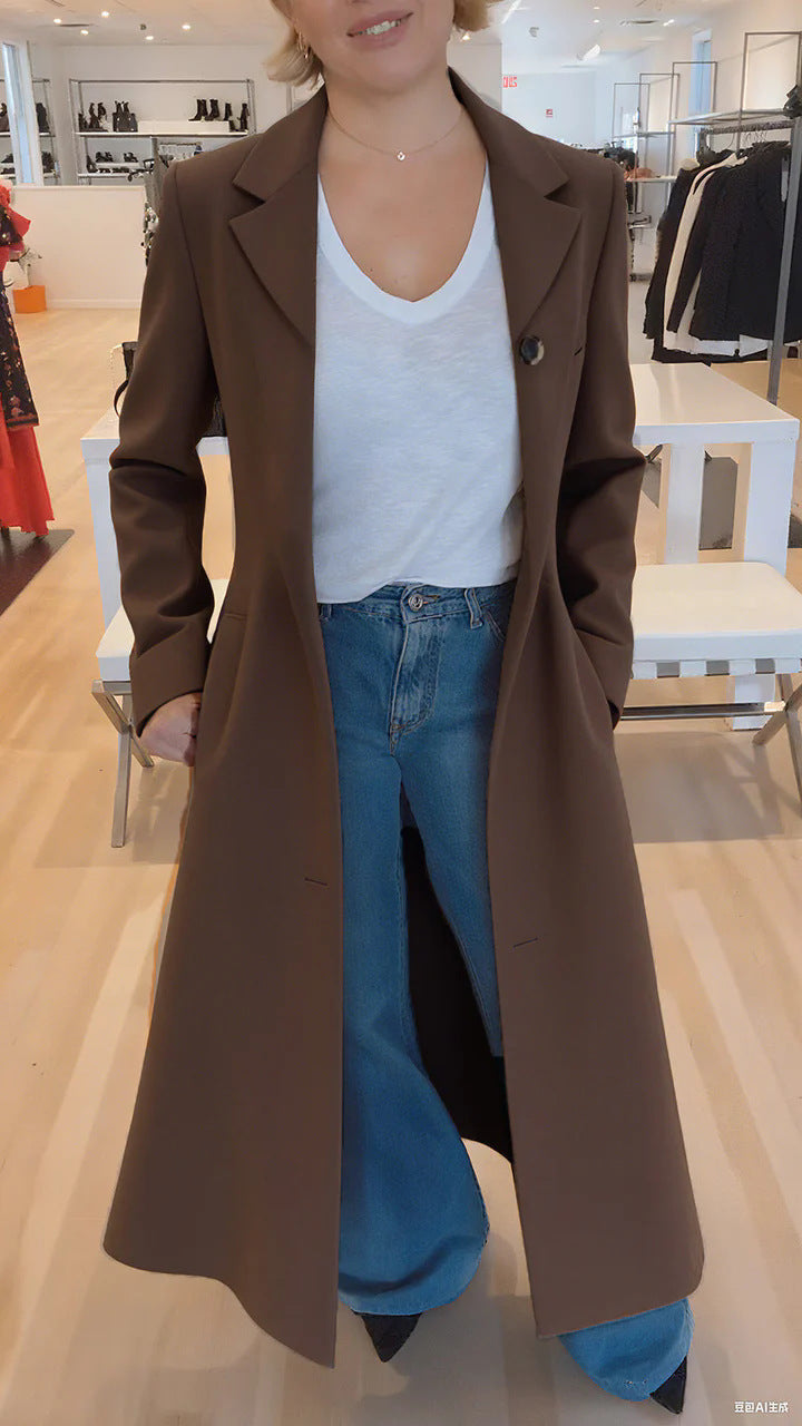 Women's Leopard Print Lapel Trench Coat