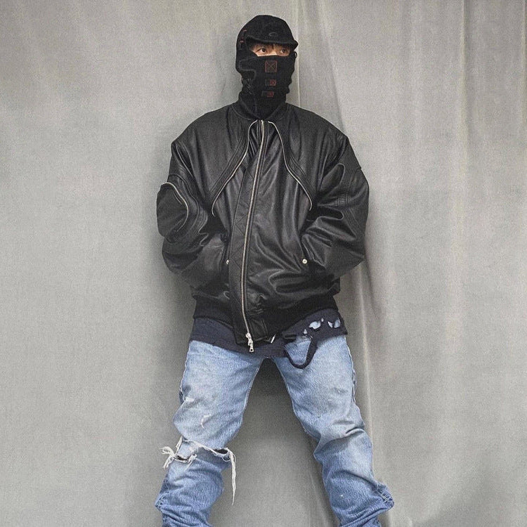 Men's Heavy Industry Vintage Leather Flight Jacket | Baggy Fit Bomber Coat