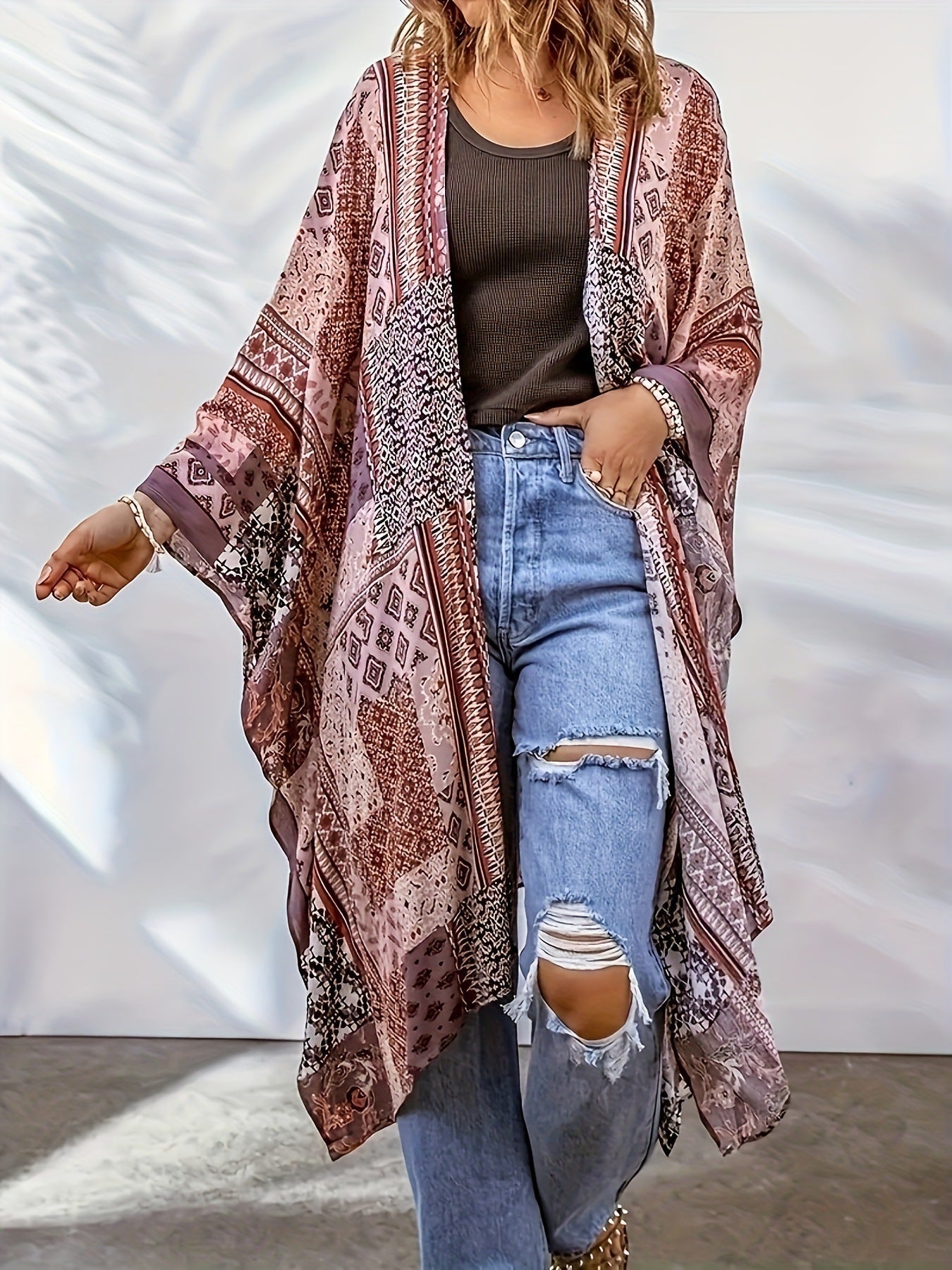 Women's Loose Aztec Cardigan Cloak