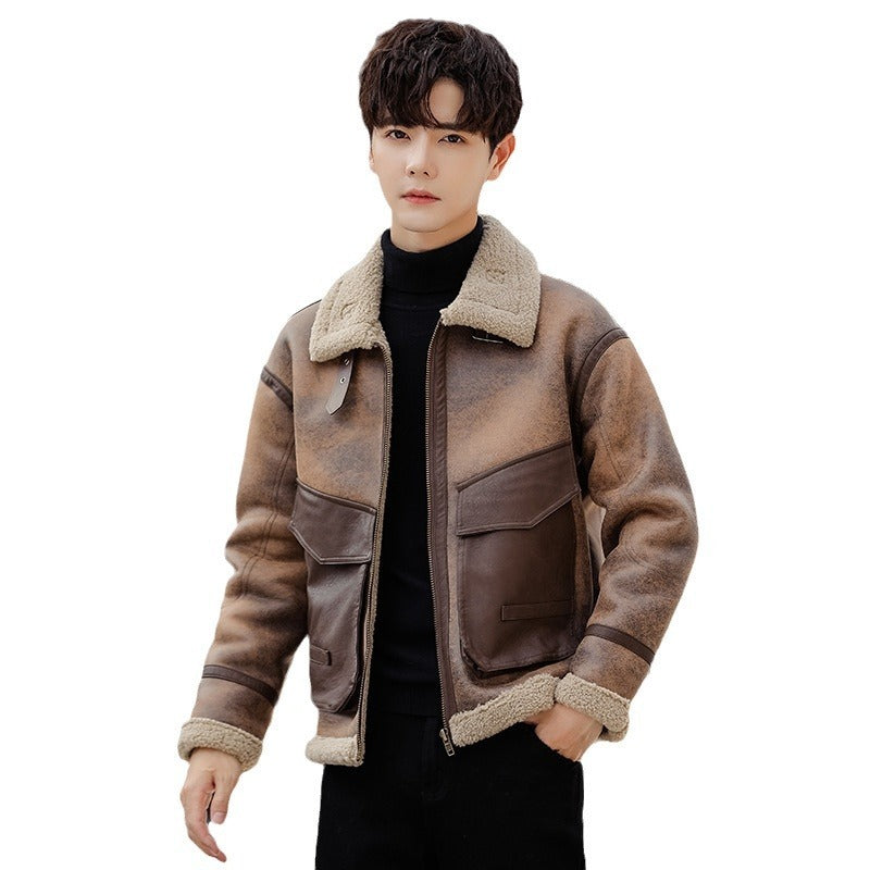 Men's Casual Leather and Fur Coat | Warm Winter Outerwear Jacket