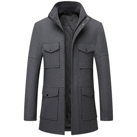 Men's Classic Woolen Winter Coat | Warm Casual Topcoat